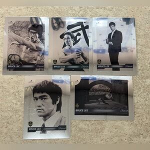 All 5 Bruce Lee Dragon 2024 Silver Chrome Refractor MMA Movie Cards BV $50
